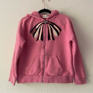 Gucci Pink Zip-Up Hoodie with Navy & Cream Bow Motif